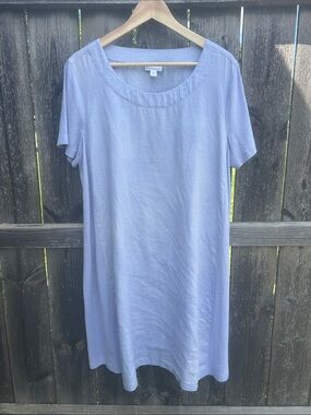 J. Jill Pure Jill XLP Light Blue Mixed Media Linen Luxe Shift Dress Size XLP